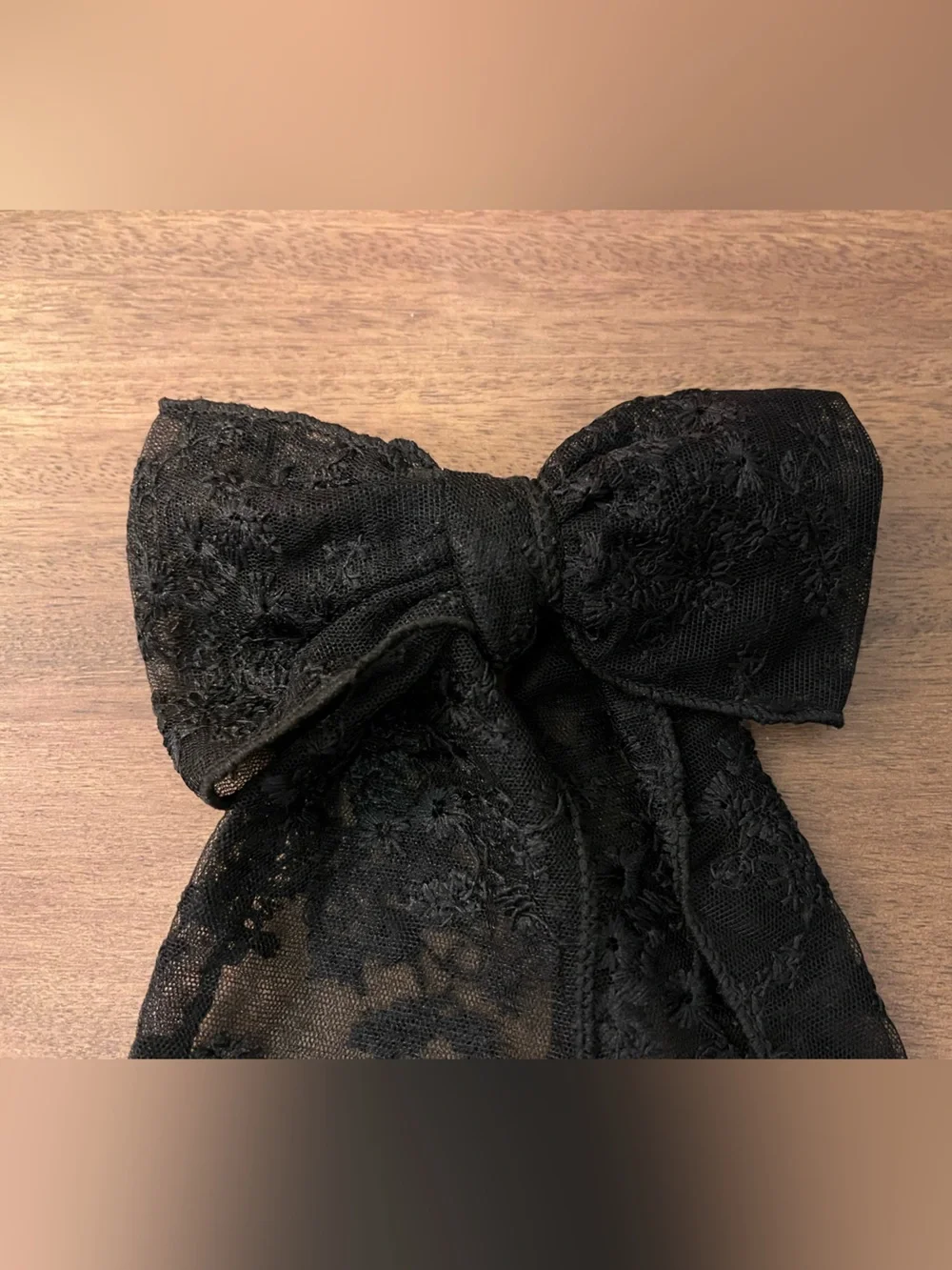 Black Lace Bow Hair Barrette